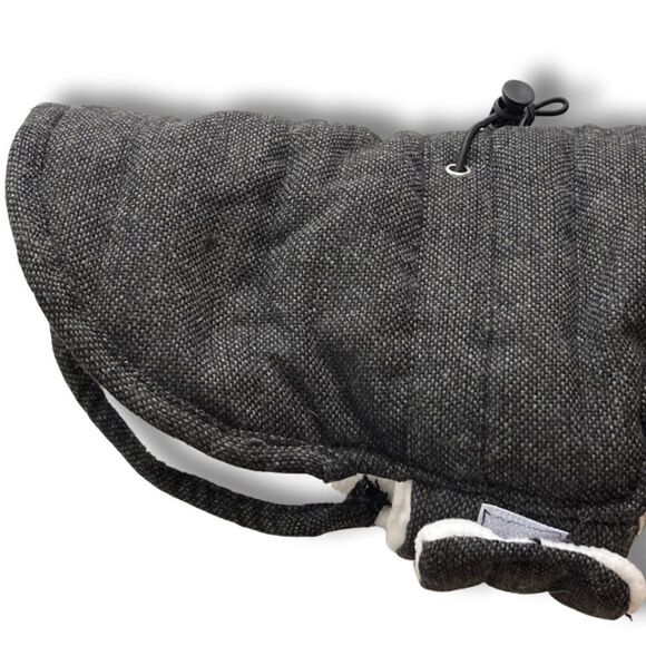 Dog Puffer Gray Tweed Cinched Waist with Fur Trimmed Hood • Size Small • NWT - Picture 7 of 13